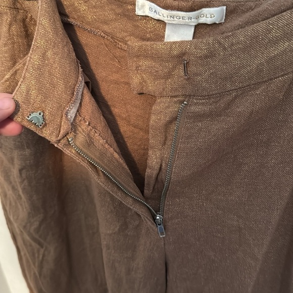 Ballinger Gold Brown and Gold Linen Blend Burmuda Shorts Ladies Size 12 - Picture 8 of 9